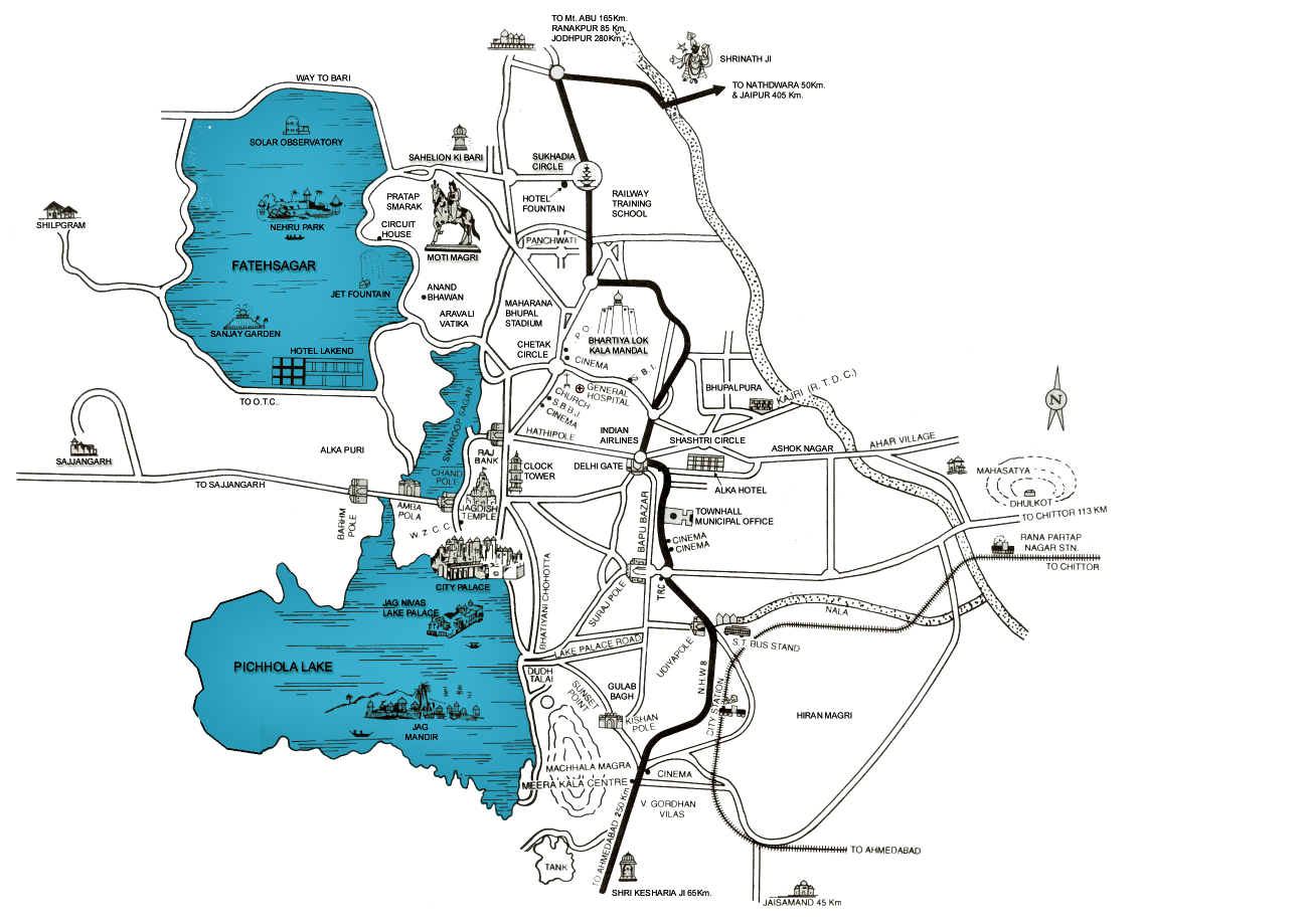 Udaipur Map, Udaipur Tourist Map, Google Map Udaipur - Udaipur City Map